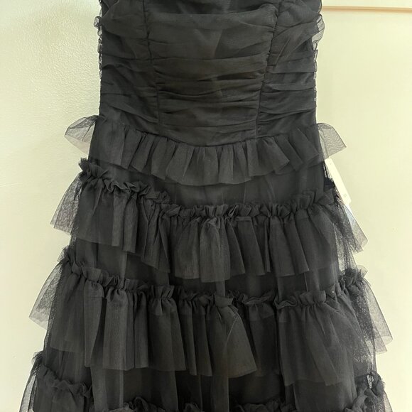 Black Tulle Strapless Dress - Picture 2 of 2